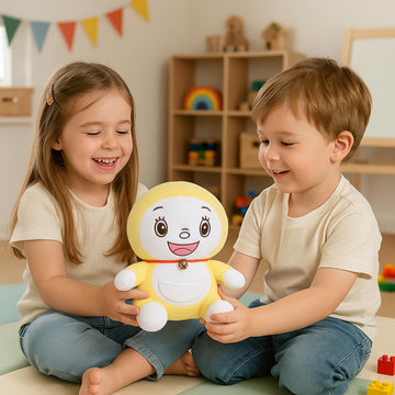kukkus soft Doreme Plus Toy Yellow and White, Soft Cuddly Cartoon Character