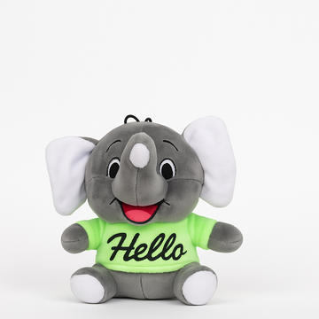 KUKKU'S SOFT TOYS Baby Elephant Stuffed Toy with Hello T-Shirt, Grey and Green, Soft Kids Room Decor(20 cm)