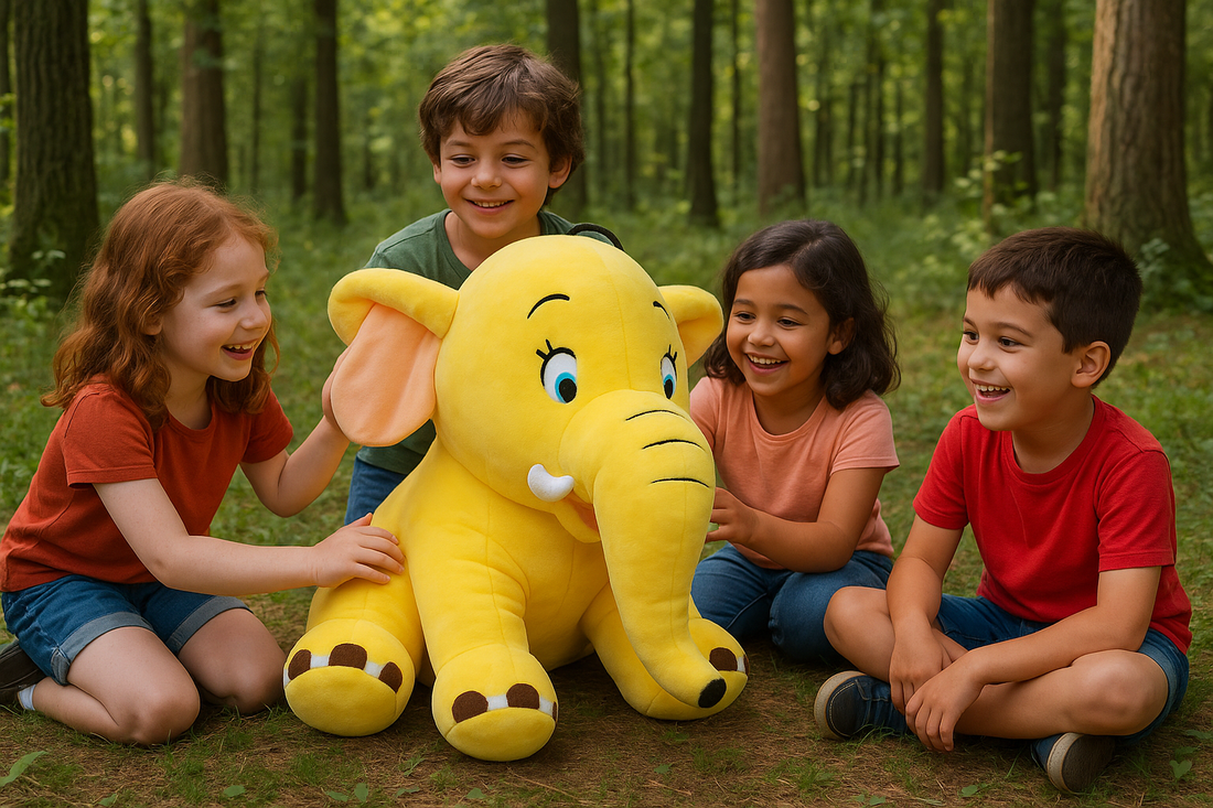 Kukkus Soft Mother Elephant Yellow Toy, Soft Stuffed Animal, Kids Room Decor (25 cm)