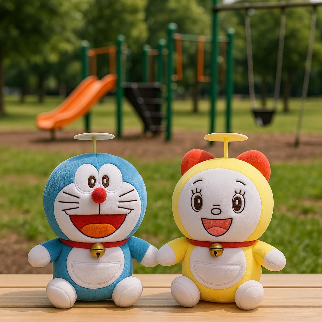 kukkus soft Doreme Plus Toy Yellow and White, Soft Cuddly Cartoon Character