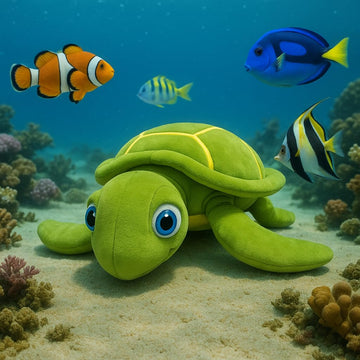 Kukkus Soft Sea Turtle Stuffed Animal, Green, Soft Toy with Blue Eyes (30 CM)